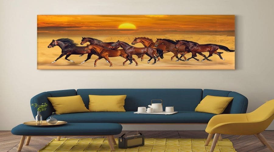 7 Horses Vastu Frame Wall Art Painting