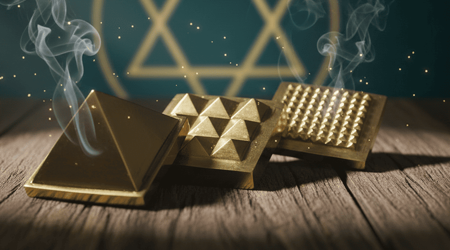 Golden Three Layer Vastu Metal Pyramid